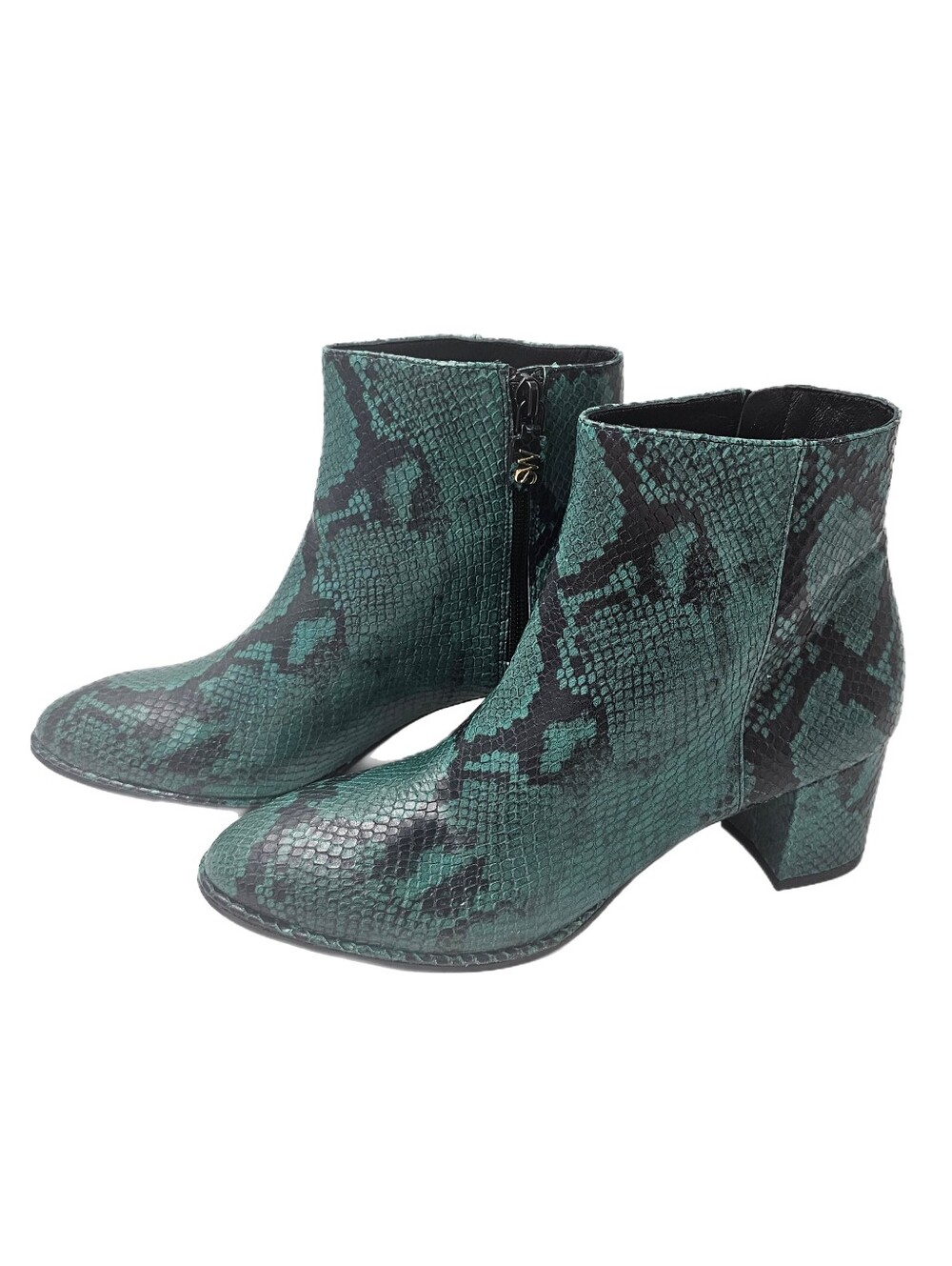 Stuart Weitzman Kiandra Emerald Snake Embossed Leather Booties Size 7.5B